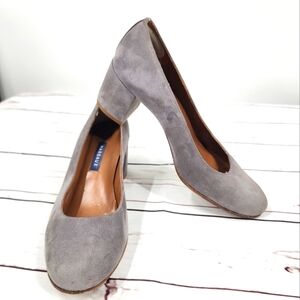 Margaux The Heel Suede Steel Gray Pumps Block Heels 7.5